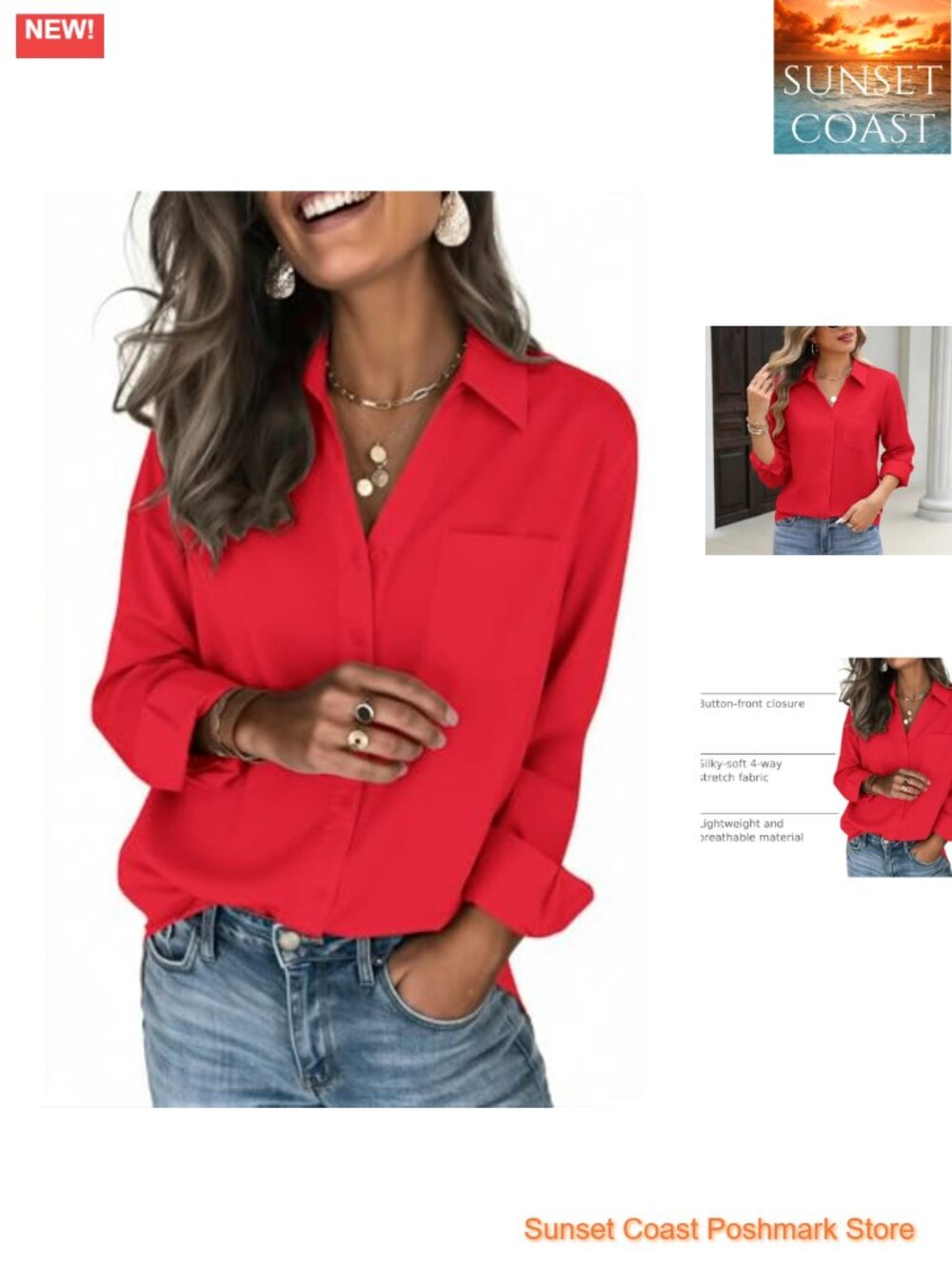 Women's Long Sleeve Button Down Blouse
